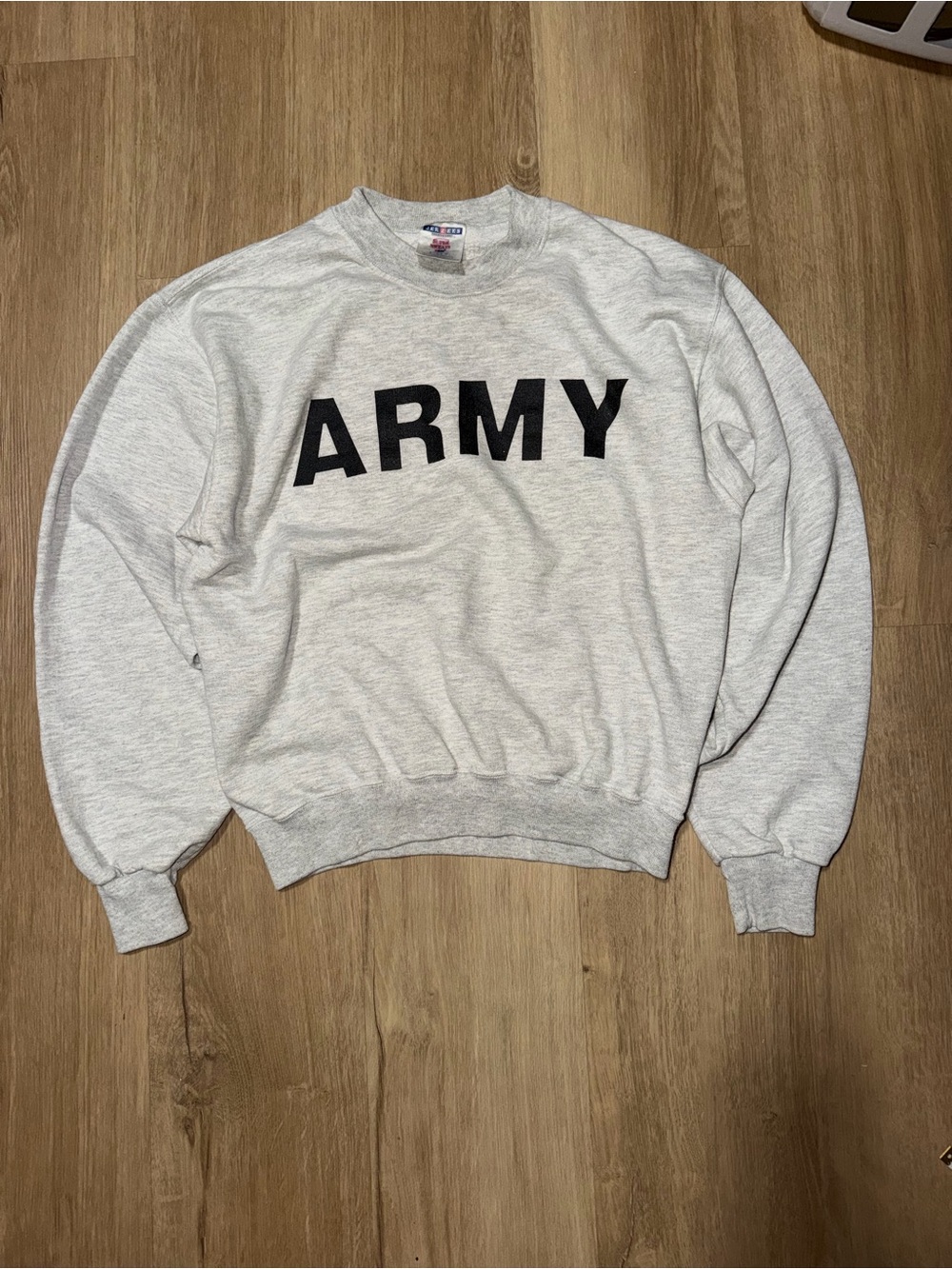 Jerzees Heather Gray Crewneck Sweatshirt with ARMY Print